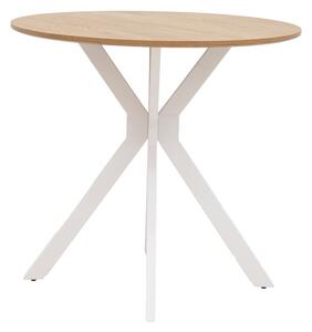 Masa Xuson MDF natural cu picioare metalice albe 80x80x75 cm