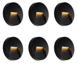 Set de 6 aplice rotunde negre pentru exterior, cu LED inclus, IP65 - Gem