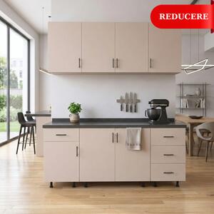 Set Bucatarie Modulara 160 cm, Culoarea CASMIR, Pal 18mm, Blat Termorezistent
