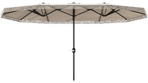 Outsunny Umbrelă de Grădină cu Două Fețe și Mâner cu Manivelă Ușor de Utilizat, 450x265x260 cm, Alb Crem | Aosom Romania