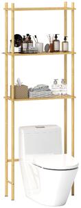 HOMCOM Unitate de Depozitare Deasupra Toaletei din Bambus cu 3 Rafturi, 63,5x25,5x181 cm, Lemn Natural | Aosom Romania