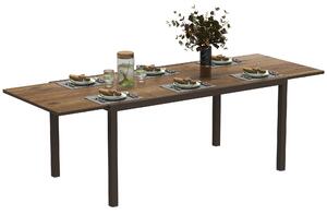 Outsunny Masă Extensibilă pentru Terasă cu Margini din aluminiu, 160/240x90x74 cm, Maro | Aosom Romania
