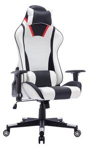 Scaun de gaming Mazol piele ecologica PU negru-alb 66x56x45+ cm