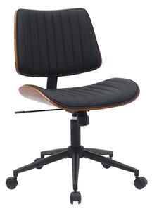 Scaun birou Amani negru piele ecologica PU si placaj nuc 52x54x90.5 cm