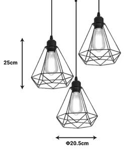 Lustra Jabrey cu trei lumini metal negru 30x30x100 cm