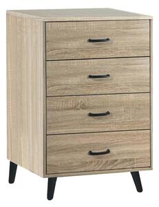 Comoda Adrenile cu sertare din MDF nuanta naturala si picioare din metal negru 80x40x84 cm