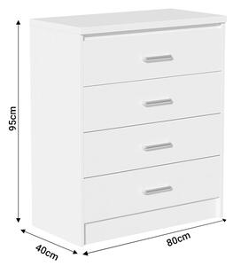 Comoda Olympus cu 4 sertare culoare alb 80x40x95 cm