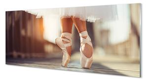 Panouri de sticlă pantofi de balet alb picioare femei