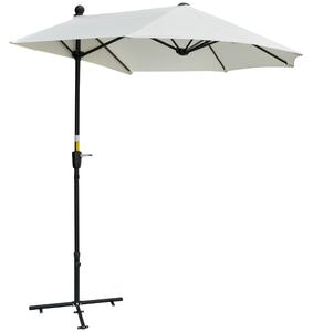 Outsunny Umbrelă Semicirculară Dublă de Perete cu Deschidere cu Manivelă și Suport în Cruce, 200x190x240 cm, Crem | Aosom Romania