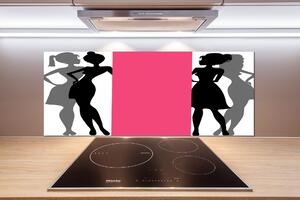 Sticlă printata bucătărie siluete de femei