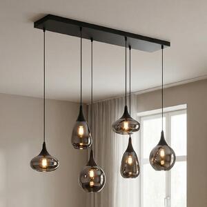 Trio Lighting Lumina suspendată, 6 lumini, negru/cromatic, sticlă, reglabil, Negru, Camera de zi / sufragerie, Sticlă