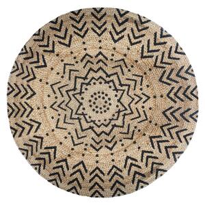Covor rotund din iută, Ø 120 cm, imprimeu geometric