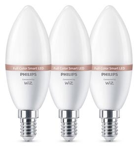 Set de 3 becuri LED RGB dimabile Philips SMART C37, soclu E14/4,9W/230V, 2200-6500K
