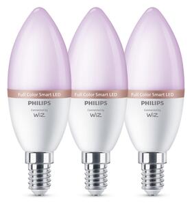 Set de 3 becuri LED RGB dimabile Philips SMART C37, soclu E14/4,9W/230V, 2200-6500K