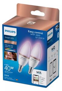 Set 2x Bec LED RGB reglabil Philips SMART C37 E14/4,9W/230V 2200-6500K