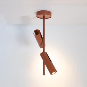Spot de tavan Leda 2, roșu cărămiziu, 2 becuri, înălțime 55 cm