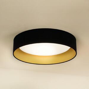 Plafonieră LED Plafond, catifea, negru/galben, Ø 45 cm, dimabil în 3 trepte