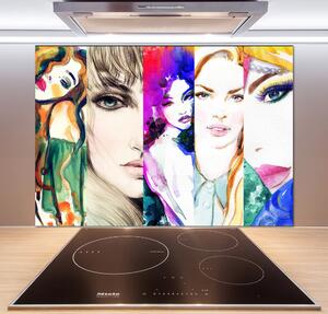 Panou sticlă decorativa bucătărie portrete de femei