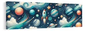 Tablou cosmos cu rachetă și stele