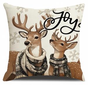 Fata de perna de Craciun DEER JOY 45x45 cm, bej