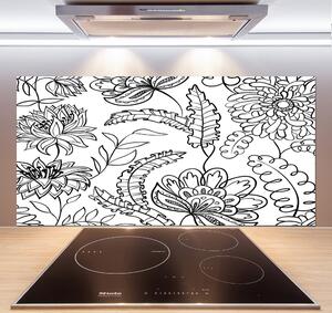 Panou sticlă decorativa bucătărie model floral