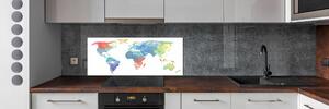 Sticlă printata bucătărie harta lumii