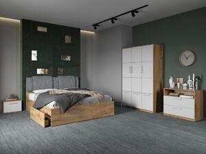 Set dormitor complet Alb/Stejar Adapto C01