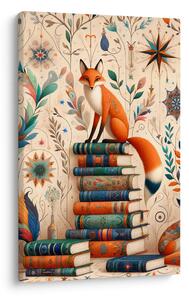 Tablou vulpi și bibliotecă magică