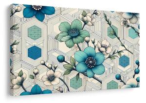 Tablou flori elegante pe fundal geometric
