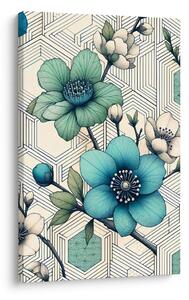 Tablou mozaic floral în tonuri de turcoaz