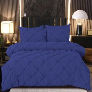 Lenjerie de pat, 2 persoane, finet, UniDeluxe cu pliuri, albastru indigo, 230x250cm LF951
