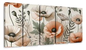 Tablou 5-piese flori delicate de mac