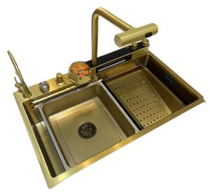 Chiuveta Bucatarie Multifunctionala Glimma, Culoare Gold, Otel Inoxidabil