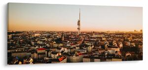 Tablou apusului de soare deasupra orașului Zizkov (120x50 cm)
