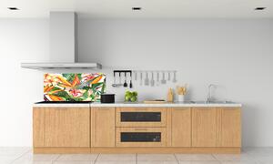 Panou sticlă decorativa bucătărie flori tropicale