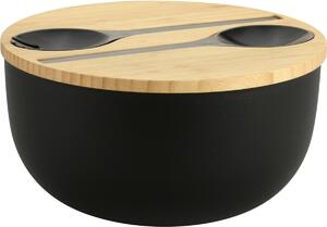 Kesper 58470 Salatieră cu tacâmuri și capac dinbambus 24 cm, negru