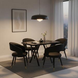 Set masă fixă Arta Negru cu 4 scaune Piele Ecologică Monaco Negru