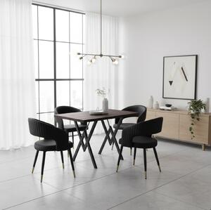 Set masă fixă Arta Wenge cu 4 scaune Piele Ecologică Monaco Negru