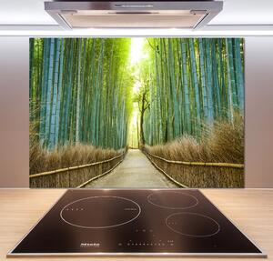 Panou sticlă decorativa bucătărie pădure de bambus