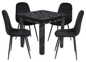 Set Masă fixă Pătrată Vero Negru cu 4 Scaune Gya Negru