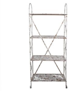 Etajera de gradina cu rafturi, alb, din metal, aspect vintage, Abeille