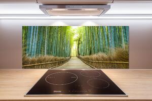 Panou sticlă decorativa bucătărie pădure de bambus