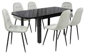 Set masă extensibilă Roma Negru cu 6 Scaune Gya Gri