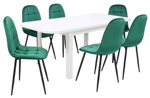Set masă extensibilă Roma Albă cu 6 Scaune Gya Verde