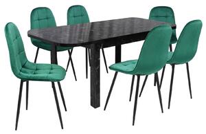 Set masă extensibilă Roma Negru cu 6 Scaune Gya Verde