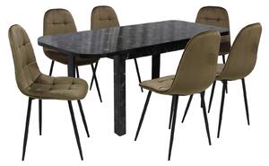 Set masă extensibilă Roma Negru cu 6 Scaune Gya Maro