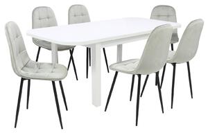Set masă extensibilă Roma Albă cu 6 Scaune Gya Gri