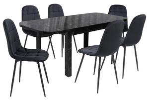 Set masă extensibilă Roma Negru cu 6 Scaune Gya Negru