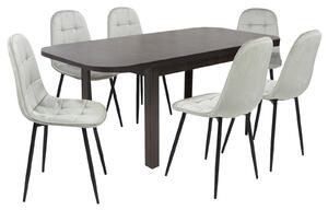 Set masă extensibilă Roma Wenge cu 6 Scaune Gya Gri