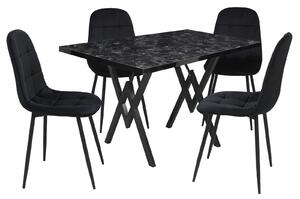 Set masă fixă Arta Negru cu 4 scaune Gya Negru